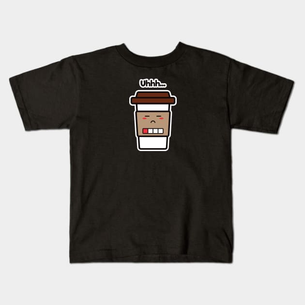 Uhhh... | Coffee Cup | Charging | Low Battery | Cute Kawaii | Black Kids T-Shirt by Wintre2